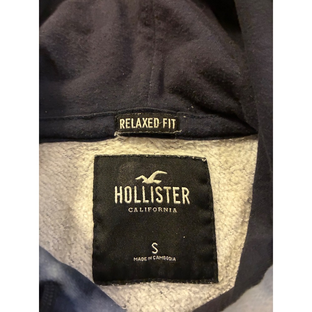 Hollister Relaxed Fit Tie‎ Dye Hoodie Mens Small Blue White Logo Sweatshirt - Picture 2 of 8